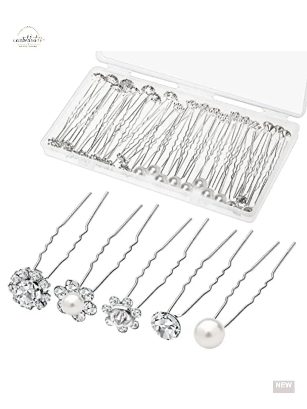 40 Pack Wedding Pearl Hair Pins for Bridal, Rhinestone Hair Pins